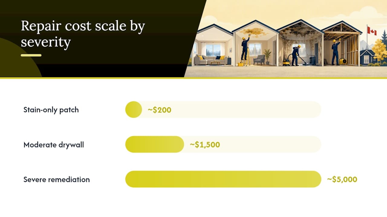 Ceiling repair costs by severity